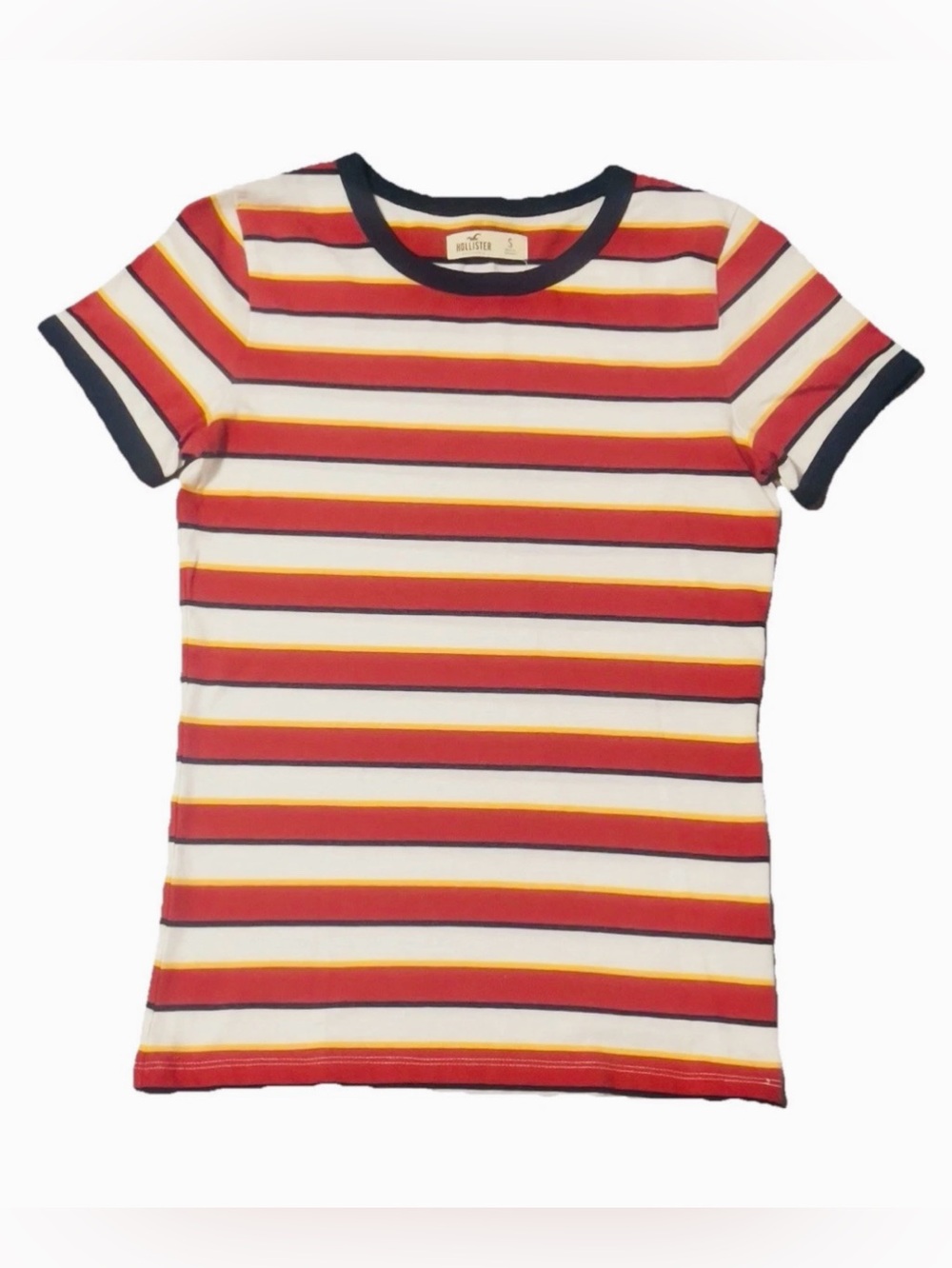 Hollister Y2K Nautical Striped Shirt Sz S Soft Preppy Beach Hamptons Academia